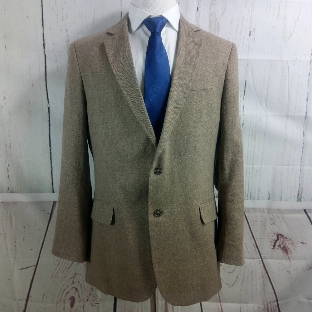 Stafford Tailored Culture Classic 44R Brown Herringbone Suit Blazer Sport Coat